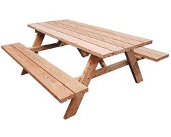 Beste Prijsshop.nl - Picknicktafel Deluxe Vuren 180 - Extra dik hout - 6 persoons - Geïmpregneerd - Vuren - 180cm lange picknicktafel | Tuintafel |