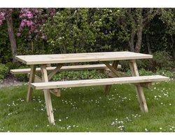 Beste Prijsshop.nl - Picknicktafel Vuren 180 - Extra dik hout - 6 persoons - Geïmpregneerd - Vuren - 180cm lange picknicktafel | Tuintafel |