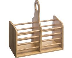Bestek Organizer - Bamboe hout - 2 grote vakken - Keuken bestekorganizer met handgreep - bestek houder 2 vaks