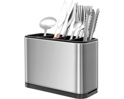 Bestek Organizer-Keukengerei houder RVS bestekhouder - 18x8.7x13cm - Met Afneembare Druipbak - Anti-Slip - Voor Messen/Lepels/Vorken - Keukenlade Organizer​