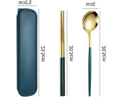 Bestek Set - Draagbaar Servies - Buiten Eten - Roestvrij Staal - 2 Delig - Rosé Goud