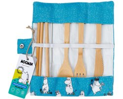 Bestek Set - Moomin Licentie - 100% Natuurlijk Bamboe - 6-delig - Vork/Mes/Lepel/Chopsticks/Rietje/Ragger