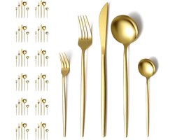 Bestek Set - Servies Set - Tafel Dekken - Roestvrij Staal - 60 Delig - Goud