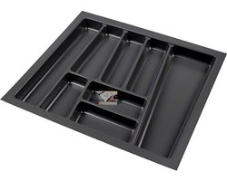 Bestekbak antraciet kunststof - Style Serie - 54-50x48-44 cm - op maat snijbaar - bestekhouder/bestek organizer