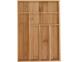 bestekbak bamboe - 6 vaks - 5 x 30 x 34 cm - voor keukenlade - bestek organizer
