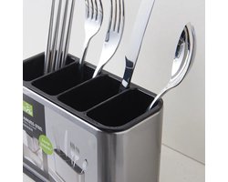 Bestekbak - Bestekhouder - Keuken Bestek Organizer - Roestvrij Staal - Roest- en krasvrij - Antislip - Afvoer - Opslag Houder - Lepel - Vork - Mes - Keukengerei -