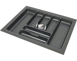 Bestekbak kunststof Basic Series antraciet - op maat snijbaar - 55-50x50-44 cm - bestekhouder/ bestek organizer