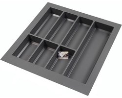Bestekbak kunststof Classic Serie antraciet – 50-45x54-47 cm – op maat snijbaar – bestekhouder/bestek organizer