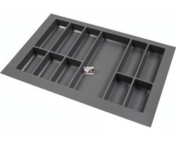 Bestekbak kunststof Classic Serie antraciet – 78-70x54-47 cm – op maat snijbaar – bestekhouder/ bestek organizer