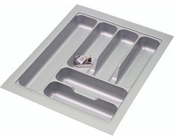 Bestekbak kunststof grijs - Basic Series - 40-35x50-44 cm - op maat aanpasbaar - bestek organizer/bestekhouder