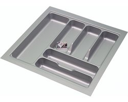 Bestekbak kunststof grijs - Basic Series - 50-45x50-44 cm - op maat aanpasbaar - bestek organizer/bestekhouder