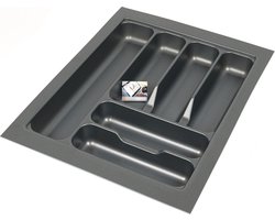 Bestekbak kunststof in antraciet - Basic Series - 40-35x50-44 cm - op maat aanpasbaar - bestek organizer/bestekhouder