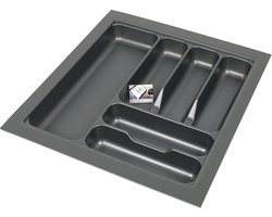 Bestekbak kunststof in antraciet - Basic Series - 45-40x50-44 cm - op maat aanpasbaar - bestek organizer/ bestekhouder