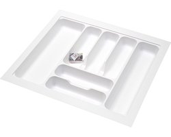Bestekbak kunststof wit - Basic Series - 55-50x50-44 cm - op maat aanpasbaar - bestek organizer/bestekhouder
