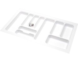 Bestekbak kunststof wit - Basic Series - 85-80x50-44 cm - op maat aanpasbaar - bestek organizer/bestekhouder