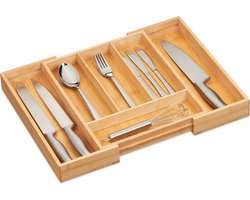 bestekbak uitschuifbaar - 4 - 6 vakken - 29 - 47,5 cm - bestek organizer keukenlade