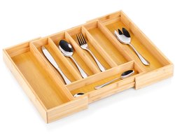 Bestekbak Uitschuifbaar Bamboe 28-45x33,5 cm - Bestekhouder - Bestekcassette - Besteklade