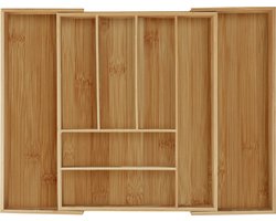bestekbak uitschuifbaar - bamboe - 35 - 57,5 cm - bestek organizer keukenlade