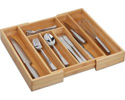 bestekbak uitschuifbaar - bamboe - 5,5 x 39 x 35,5 cm - bestek organizer keukenlade