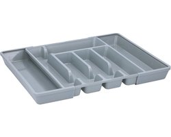 Bestekbak - uitschuifbaar - bestekhouder - grijs - 44 x 36 cm - 5 tot 7 vakken