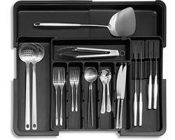 Bestekbak Uitschuifbaar - Besteklade - 6 tot 9 vakken - Bestekhouder - Besteklade organizer - Zwart - Hanamura