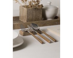 Bestekbak van natuurlijk marmer – handgemaakte bestekstandaard Made in Italy – elegante bestekbak – decoratieve en duurzame bestekhouder voor de tafel (walnoot)