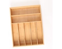 Bestekbak voor keukenla met 7 Vakken - Bestek organizer - Bestekla - Hoogwaardig Bamboe Hout - Bestekcassette 43x33x5.8 Cm.