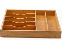 Bestekbak voor keukenla met 7 Vakken - Bestek organizer - Bestekla - Hoogwaardig Bamboe Hout - Bestekcassette 43x33x6
