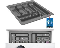 Bestekbak voor lade - 490 x 435 mm - Grijze lade-organizer voor keukenbestek