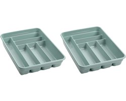 Bestekbak/bestekhouders 6-vaks mintgroen - 40 x 30 x 7 cm - Keuken opberg accessoires