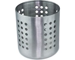 Bestekbeker / bestekhouder geperforeerd - RVS - Rond - Ø11,5 x H13,5 cm