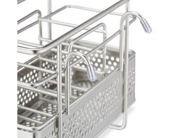 Bestekhouder 3 vakken - RVS - Staand - Haak - Afdruiprek - Zilver - Keukengerei organiser Organizer for Sink