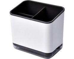 Bestekhouder afdruipbak - keukengerei opberger - Keukengerei - gebruiksvoorwerpen houder - multifunctioneel bestekbak - met 3 vakken voor het afdruipen van bestek - houder voor soeplepel, lepel en vork - vierkant