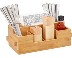 bestekhouder bamboe - 7 vakken - 11,5 x 35 x 15 cm - keukengerei houder
