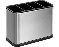 Bestekhouder - Bestek Organizer - Keukengerei Houder - keukengereirek - Bestekbak - Keukengereihouder - Organizer - Bestekstandaard - RVS - Opbergdoos voor bestek - Opbergdoos met 4 compartimenten - Voor Messen/Lepels/Vorken
