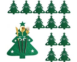 Bestekhouder kerst-Kerst tafeldecoratie-12 Kerstboom placemats-kersttafeldecoratie-Schattige kerst vilten bestekzak