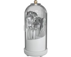 Bestekhouder Met Deksel - Intern Draaibaar - Kunststof Bestek Organizer voor Keukenkast of Voorraadkast - Mand Organizer voor Vorken - Messen - Lepels - Wit