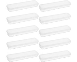 Bestekhouder met Deksel - Reisset Bestek - Hygiënisch Eten - Stofdichte Opbergruimte - 10 Stuks - Transparant
