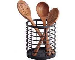 Bestekhouder – Opbergrek – Keukengerei - Houder voor messen en vorken – 13 x 13 x 15 cm – IJzer – Zwart