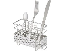 Bestekhouder RVS keukengereihouder - 3 vakken staand haak - bestek organizer voor afdruiprek - zilver