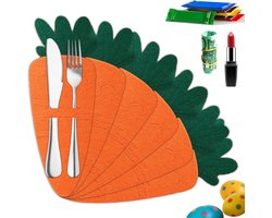 Bestekhouder Vilt - Servies Organizer - Paasdecoratie Tafel - Wortelvorm Design - 6 Stuks - Groen