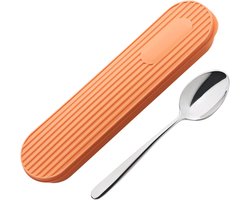 Bestekhouder voor reis - Bestekdoos camping - Hygiënisch eten onderweg - Stofdichte bescherming - 1 stuk - Oranje