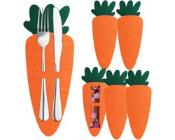 Bestekhouder Wortel - Bestek Organizer - Tafel Decoratie - Set van 6 - 22L x 10W x 1H cm - Groen