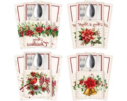 Bestekhouders Kerst - Papieren Zakjes - Tafeldecoratie - Kerstster Ontwerp - 36 stuks - Zilver