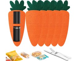 Bestekhouders Wortel - Paasdecoratie Set - Tafel Decoratie - Duurzaam Vilt Materiaal - 6 Stuks - Oranje