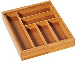 Bestekmand bamboe - multifunctioneel - 1 stuk - bruin - 35 x 43 x 6 cm