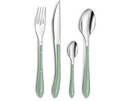 Bestekset 24 Delig - Servies Set - Dagelijks Gebruik - Roestvrij Staal - 6 Persoons - Watergroen