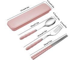 Bestekset - 3-delige set - Reisbenodigdheden - draagbaar - zilverbestek set - roestvrij staal - Zilverbestek Houder - herbruikbaar - Geschikt Voor camping, picknick, wandelen, kantoor - donkerblauw