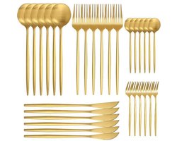 Bestekset - 30-delig - Roestvrij staal - Goudkleurig - Geschikt voor 6 personen