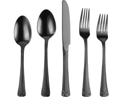 Bestekset 30-delig - Servies voor 6 - Stijlvol Dineren - Hoogglans gepolijst - Voor 6 personen - Zwart